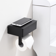 Load image into Gallery viewer, Black Toilet Paper Holder with Storage
