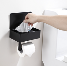 Load image into Gallery viewer, Black Toilet Paper Holder with Storage
