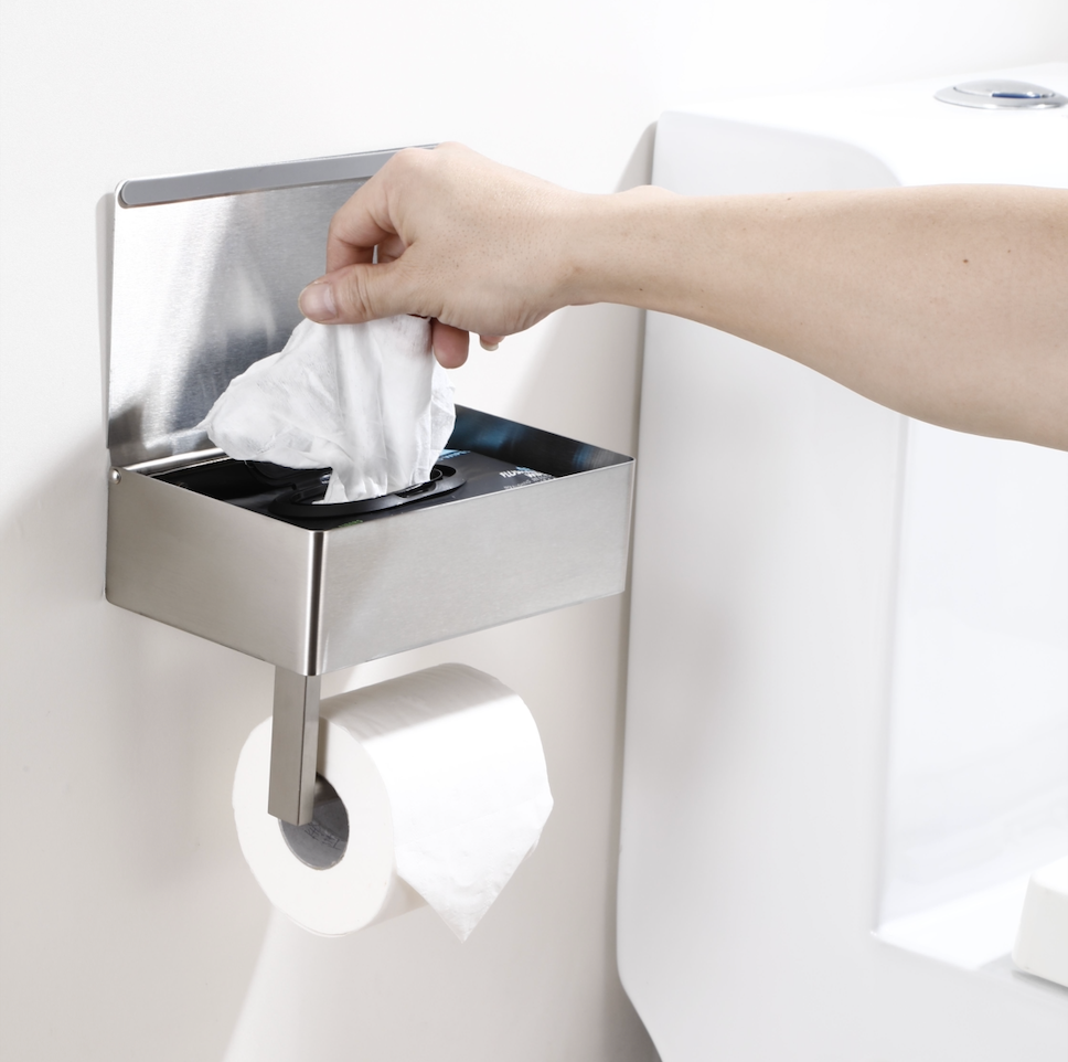 Brushed Nickel Toilet Paper Holder with Storage