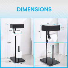 Load image into Gallery viewer, Free Standing Black Toilet Paper Holder with Storage

