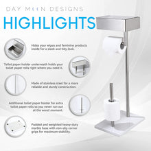 Load image into Gallery viewer, Free Standing Brushed Nickel Toilet Paper Holder with Storage
