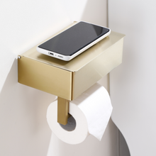 Load image into Gallery viewer, Gold Toilet Paper Holder with Storage
